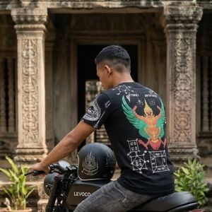 Muay Thai Garuda Tattoo Vibrant Mythical Design T Shirt Men's Large And XL